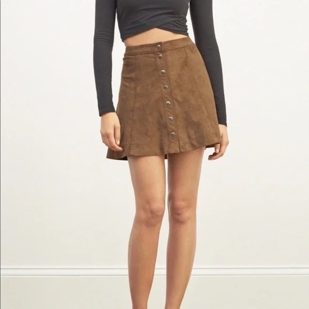 Brown Button-Front A-Line Skirt A&F